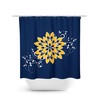 Navy Blue and Gold Flower Shower Curtain, Unique Floral Shower Curtain Art for Blue Yellow Bathroom Decor
