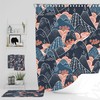 Navy Floral Mountain Shower Curtain - Adventure Bath Curtain with Matching Towels