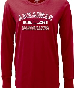 Ncaa Long Sleeve T-Shirt Athletic Team Color Full Size Arkansas Razorbacks Hoodie Sweatshirt Shirt Gift For Ncaa Fans