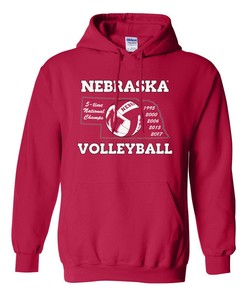 Nebraska Cornhuskers Volleyball Sweatshirt, 5-Time Champions Fleece Huskers Pullover Husker Apparel