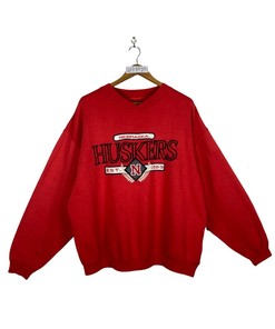 Nebraska Huskers Sweatshirt Vintage 90S University Of Nebraska Huskers Football Print Sweatshirt