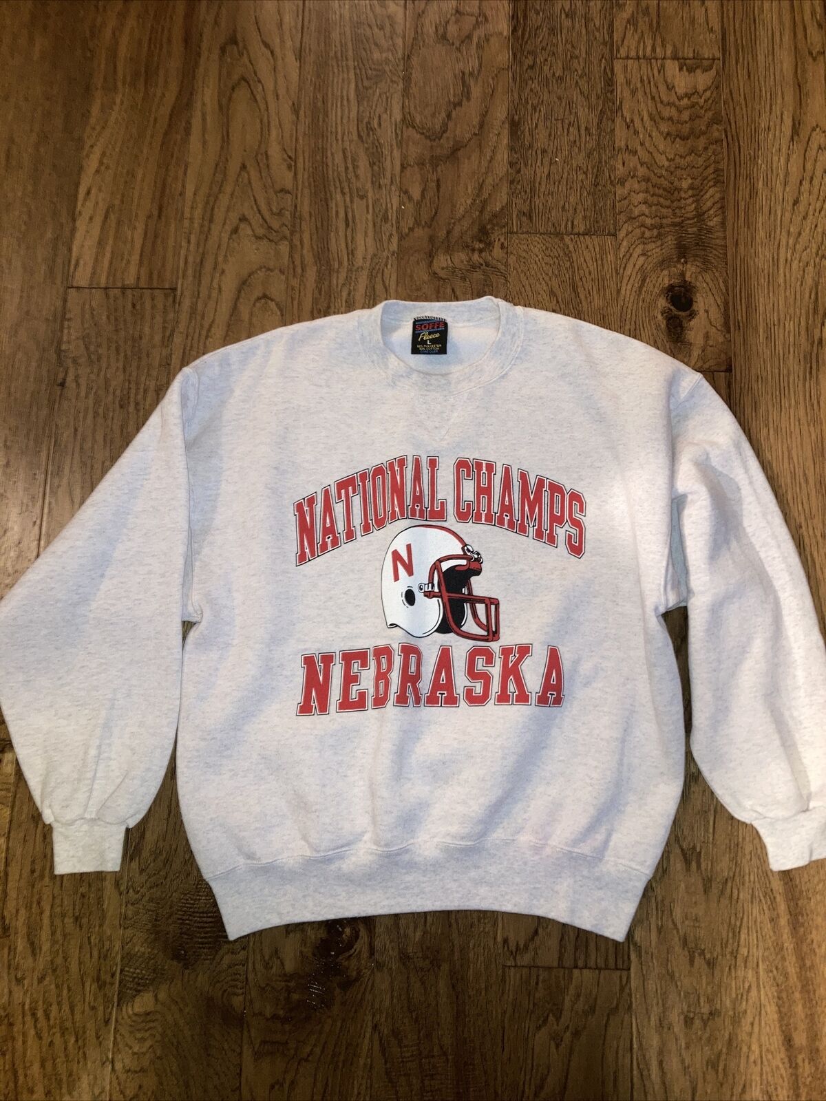 Nebraska Huskers Vintage Crewneck Sweater White National Champs Sweatshirt