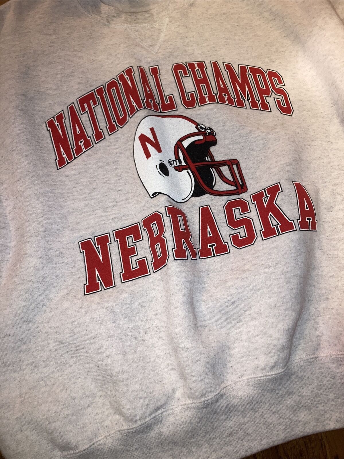 Nebraska Huskers Vintage Crewneck Sweater White National Champs Sweatshirt - Image 2