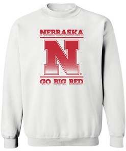 Nebraska Sweatshirt Block N Fade Go Big Red Crewneck Fleece Husker Sweatshirt