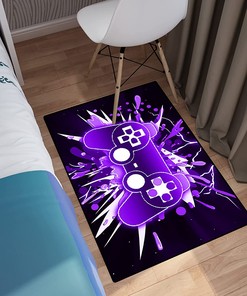 Neon Gaming Pattern Small Floor Mat with Game Boys Area Rugs