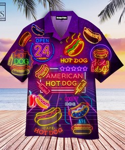 Neon Hot Dogs Hawaiian Shirt for Athleisure style