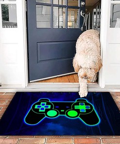 Neon Sign Gaming Area Rugs Video Game Controller Carpet Floor Mat Home Decor for Boy's Bedroom