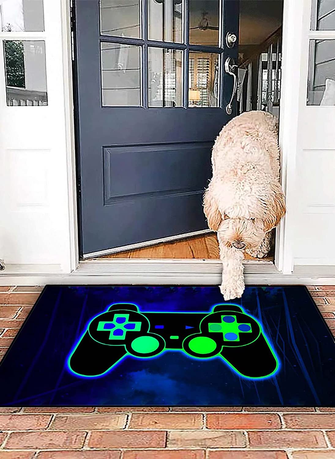 Neon Sign Gaming Area Rugs Video Game Controller Carpet Floor Mat Home Decor for Boy's Bedroom
