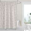 Neutral Geometric Woodblock Boho Shower Curtain / Beige Fabric Bath Curtain / Minimalist Design