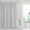 Neutral Geometric Woodblock Boho Shower Curtain / Silver Gray Fabric Bath Curtain / Minimalist Design