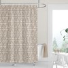 Neutral Geometric Woodblock Boho Shower Curtain / Tan Fabric Bath Curtain / Minimalist Design