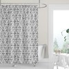 Neutral Gray White Geometric Woodblock Triangles Mudcloth Premium FABRIC SHOWER CURTAIN | Linen Print Modern Minimalist