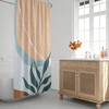 Neutral Tone Scandinavian Abstract Shower Curtain - Mid Century Modern Design for Contemporary Bath Decor