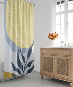 Neutral Tone Scandinavian Shower Curtain - Mid Century Modern Minimalist Abstract Decor