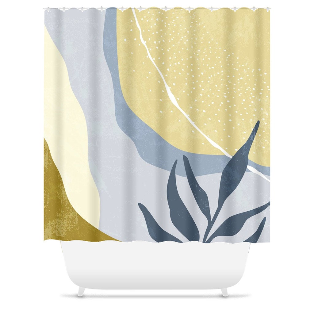 Neutral Tone Scandinavian Shower Curtain - Mid Century Modern Minimalist Abstract Decor - Image 3