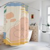 Neutral Warm Earth Tones Shower Curtain, Contemporary Abstract Art with Lakehouse Leaves Design, Customizable Sizes
