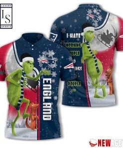 New England Patriots Grinch Steals Christmas with Athleisure Polo Shirt