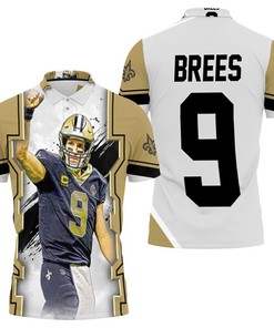 New Orleans Saints Drew Brees Oil Paint Background Polo Shirt - All Over Print 3D T-Shirt with Athleisure Style