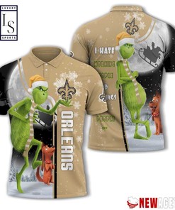 New Orleans Saints Grinch Steals Christmas with All Over Print Polo T-shirt