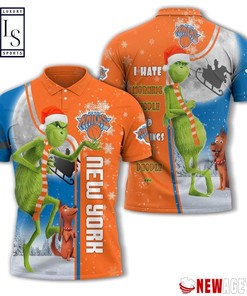 New York Knicks Grinch Steals Christmas with 3D Printed Polo Shirt
