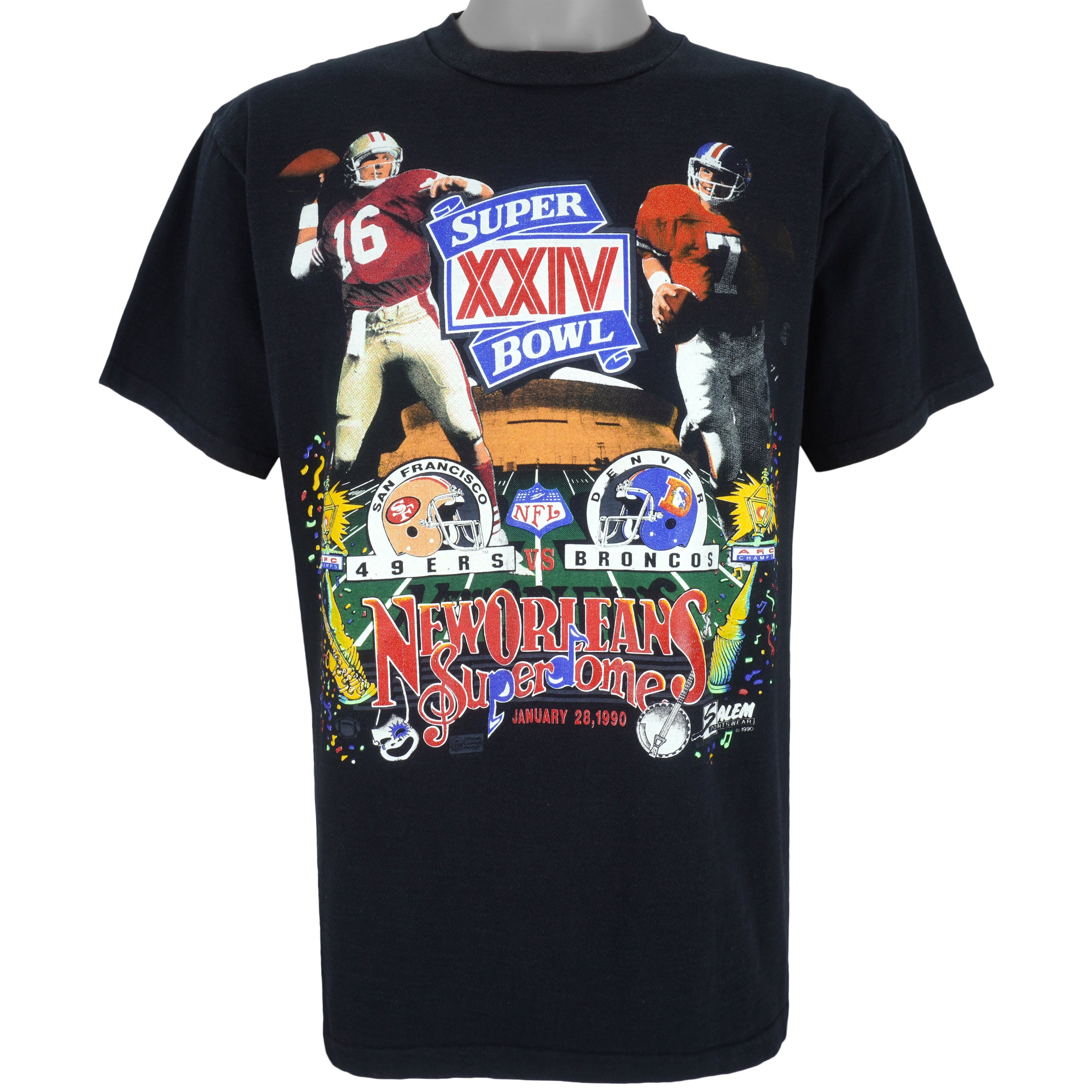 Nfl 49Ers Vs Broncos Super Bowl 24Th Joe Montana John Elway T-Shirt 1990 Vintage Unisex Sport Sweatshirt Hoodie Gift