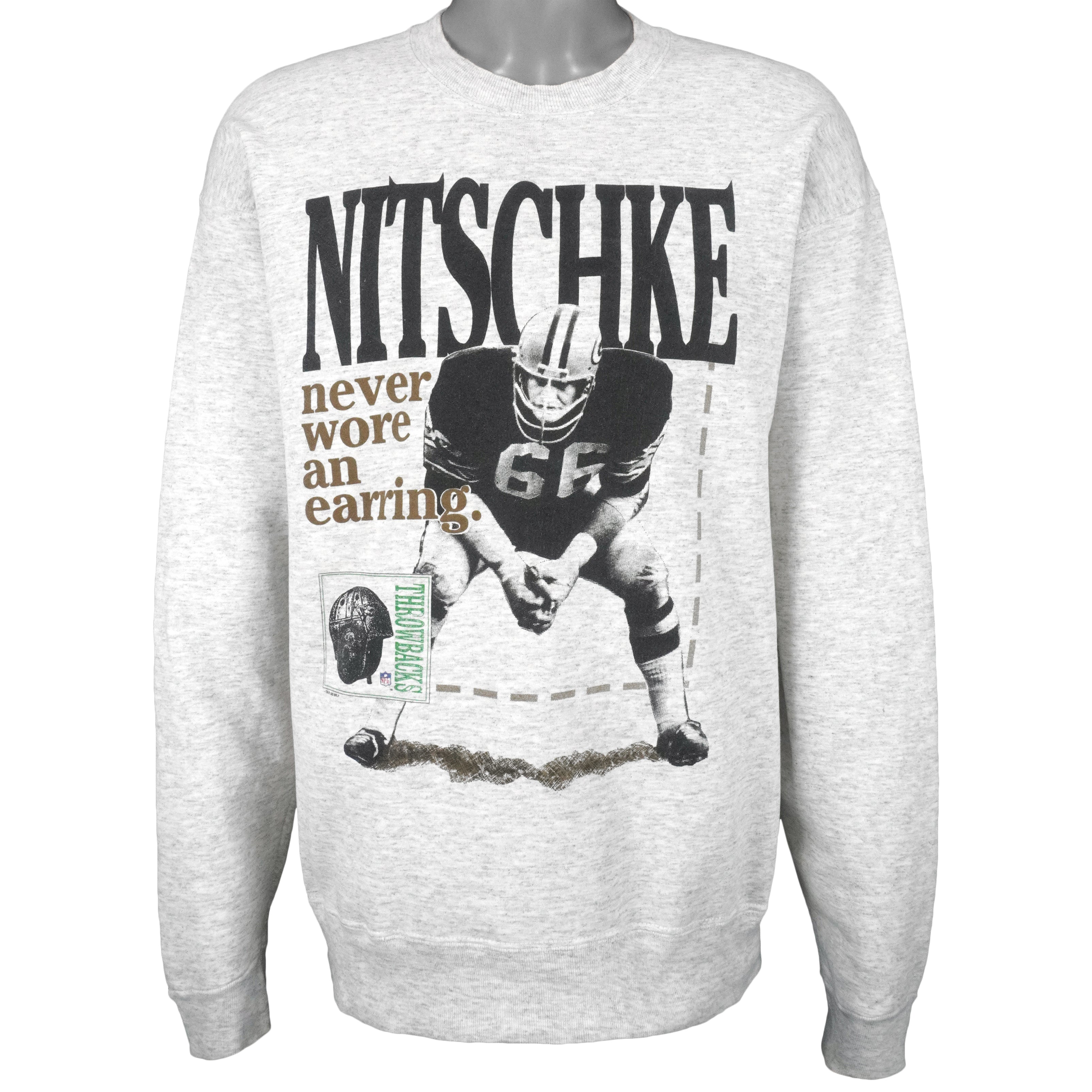 Nfl Green Bay Packers, Nitschke No. 66 Crew Neck Sweatshirt 1990S Vintage Unisex Sweatshirt American Football Shirt