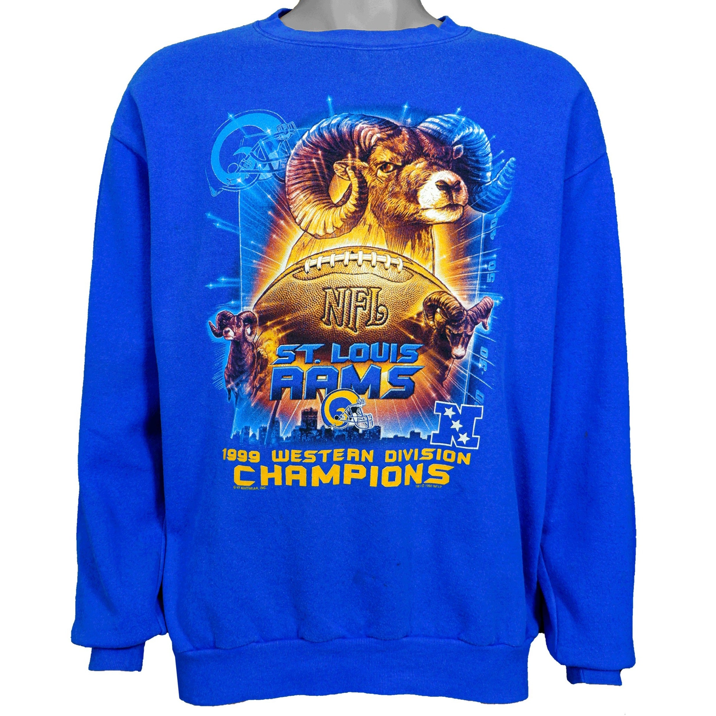 Nfl St. Louis Rams, Western Division Champions Crew Neck Sweatshirt 1999 Vintage Unisex American Football Shirt