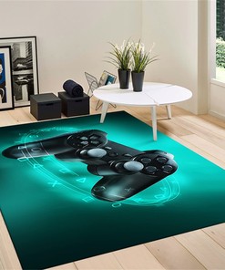 NiYoung Black Round Carpet with Video Game Weapon Design for Comfortable Living Room or Bedroom