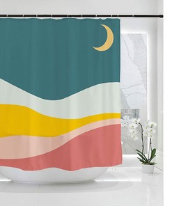 Night Moon Phases Shower Curtain - Boho Home Decor with Customized Sizes, Waterproof Washable, and Scenic Styles