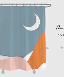 Night and Moon Shower Curtain, Desert and Abstract Waterproof Bath Decor with Hooks, Custom Sizes Available
