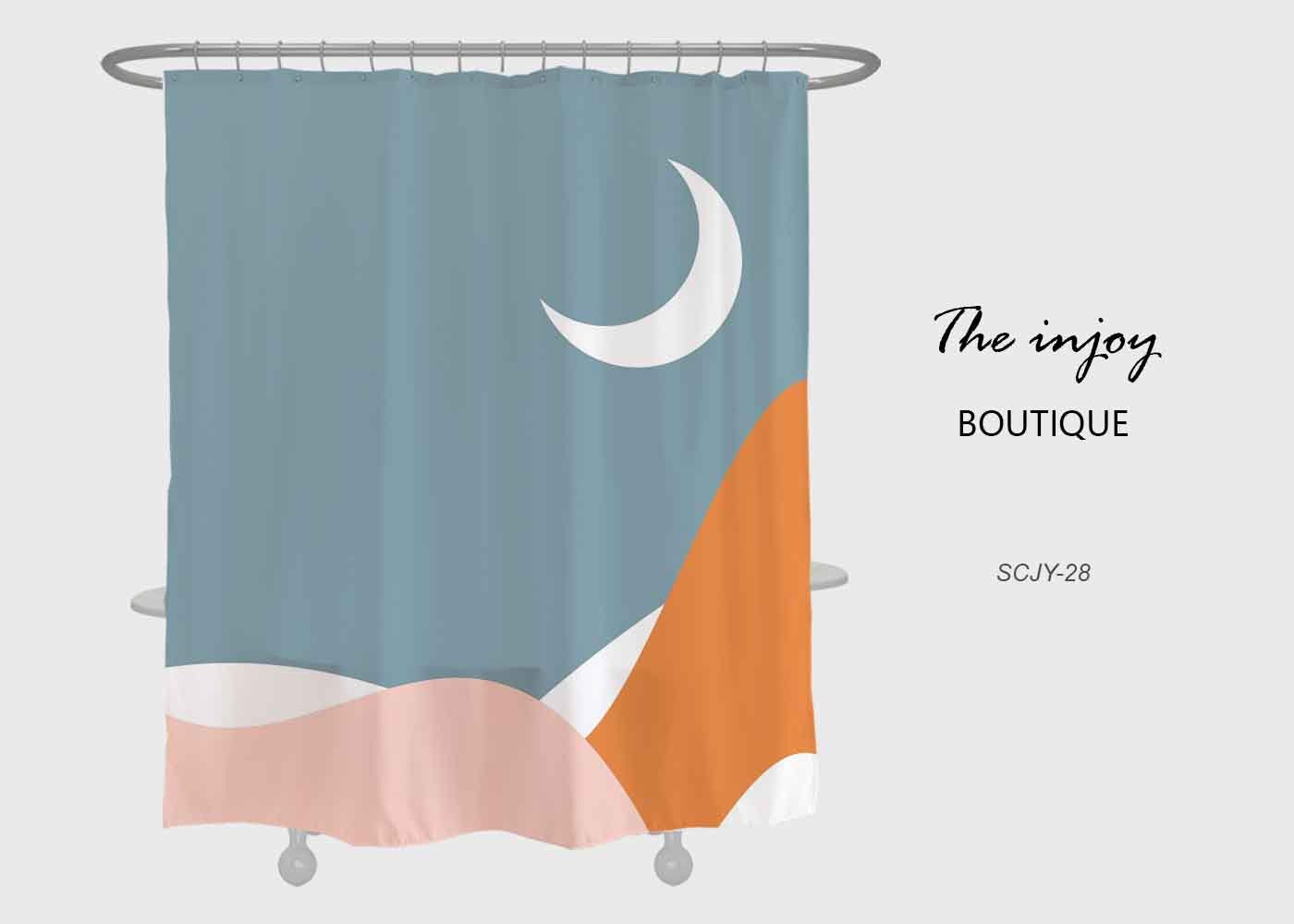 Night and Moon Shower Curtain, Desert and Abstract Waterproof Bath Decor with Hooks, Custom Sizes Available