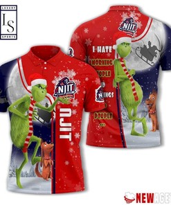 Njit Highlanders Grinch Steals Christmas with Polo Collar Polo Shirt