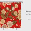 Noble Retro Red Flowers Shower Curtain, Customizable Waterproof Bathroom Decor