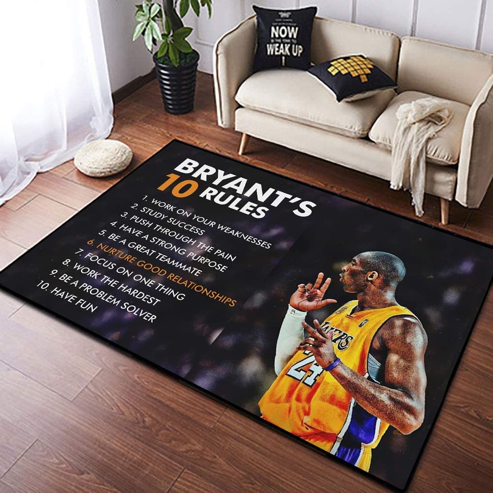 Non-Slip Basketball Area Rug - Printed Floor Mat for Bedroom or Living Room - Teen Boy's Gift