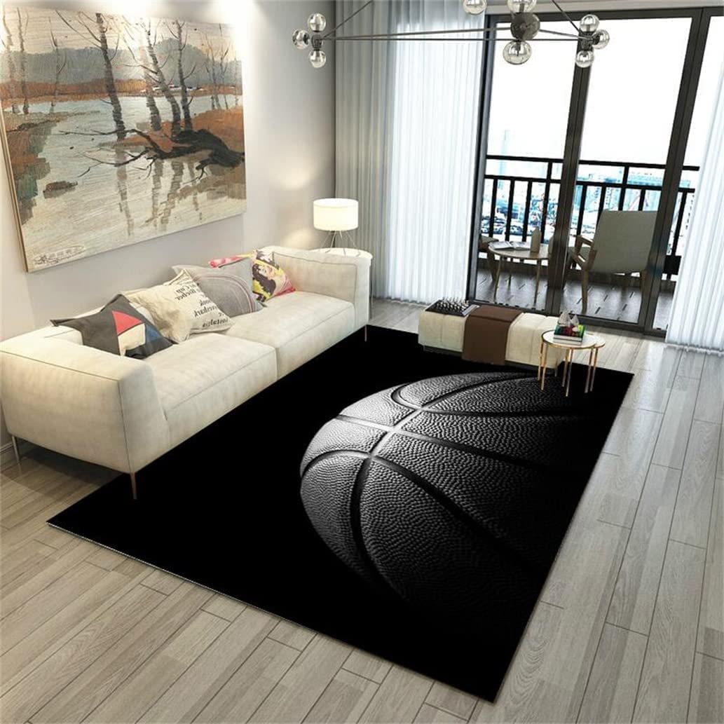 Non-Slip Basketball Area Rug for Boys' Room and Living Room Decor - Gift Option with Personalization