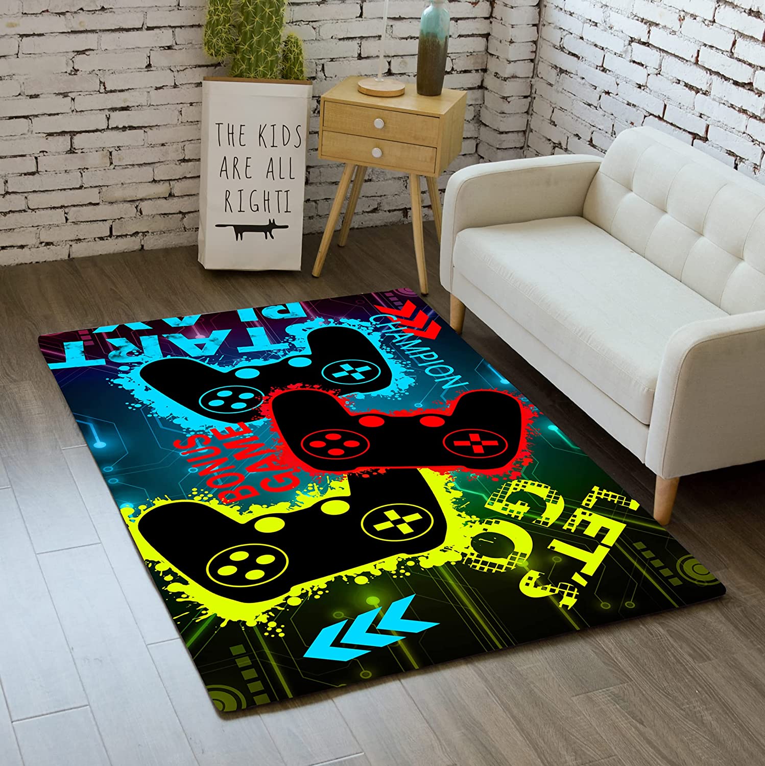 Non-Slip Crystal Floor Mat T-Shirt, Hoodie, Sweatshirt: Gaming Video Game Area Rugs Controller Gamepad Carpets - Image 2