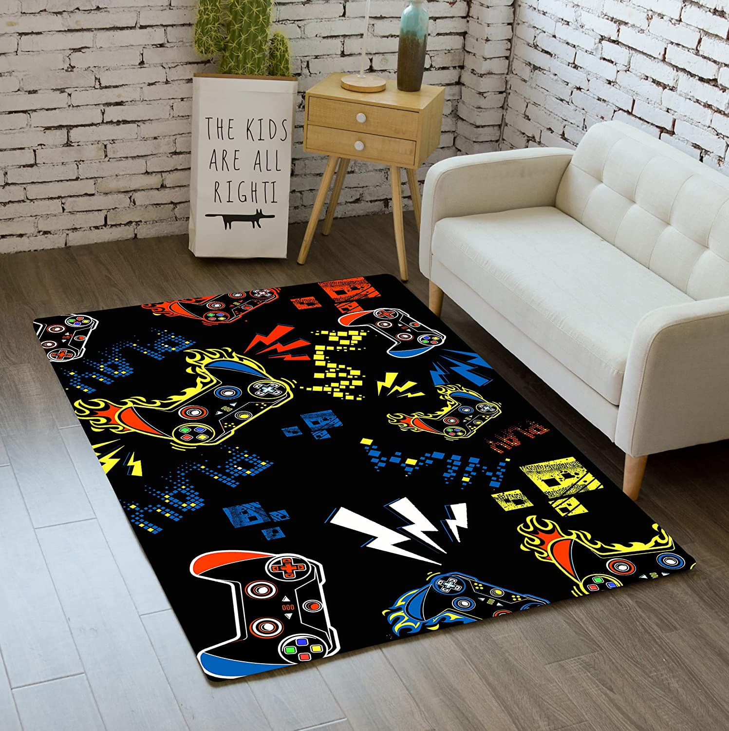 Non-Slip Crystal Floor T-Shirt, Hoodie, Sweatshirt: 3D Gamer Carpet Decor Large Game Area Rugs for Boys Game