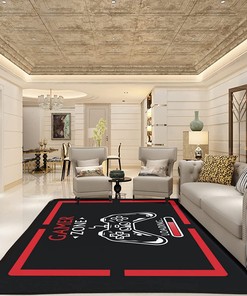 Non-Slip Crystal Flooring Polyester Mat with Decorative Large Game Area Rug and 3D Player Print
