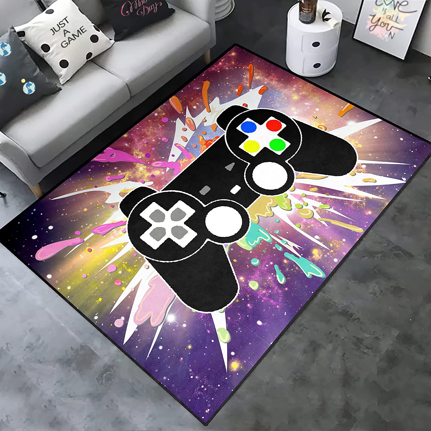 Non-Slip Floor Polyester Mat T-Shirt, Hoodie, Sweatshirt: Gamer Area Rugs for Kids Bedroom Gaming Living Room Mat