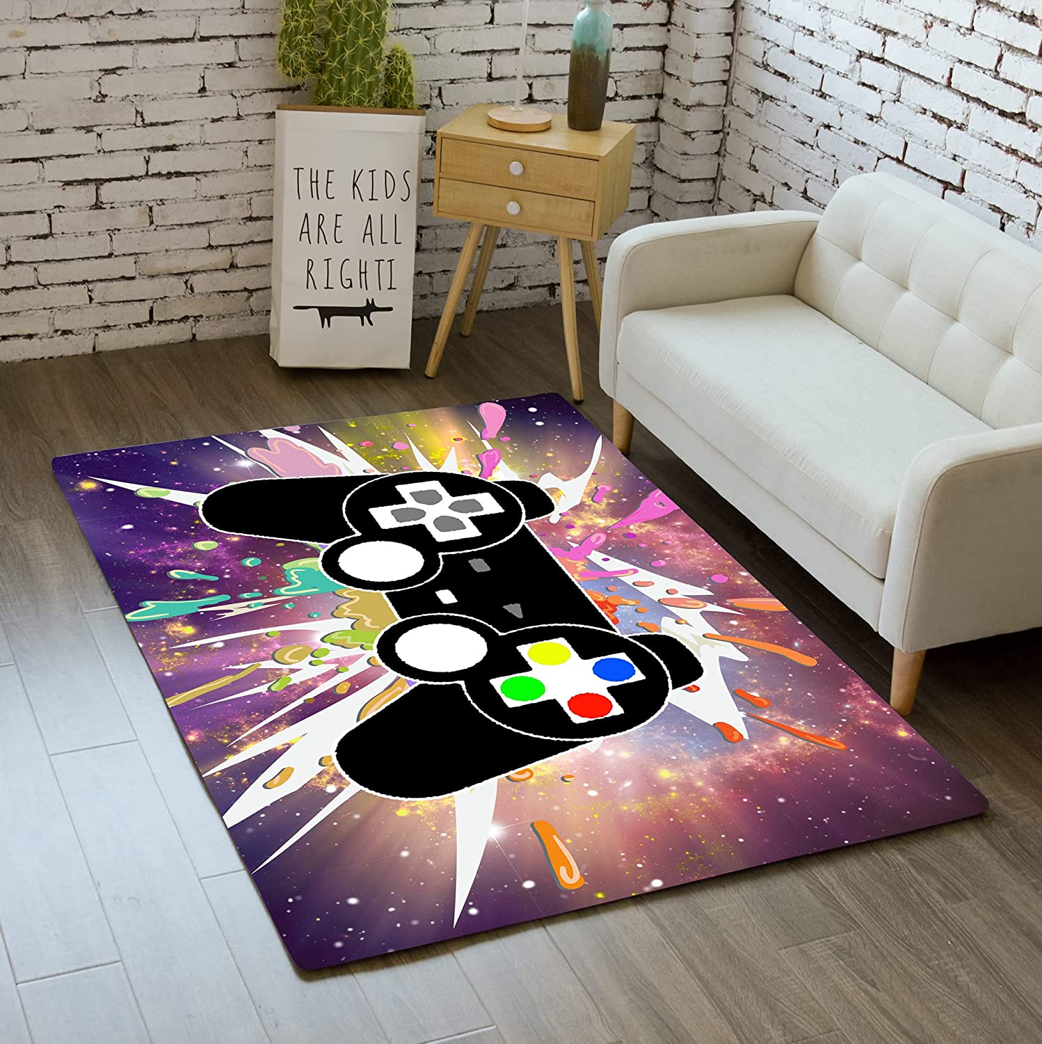 Non-Slip Floor Polyester Mat T-Shirt, Hoodie, Sweatshirt: Gamer Area Rugs for Kids Bedroom Gaming Living Room Mat - Image 2