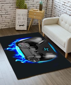 Non-Slip Floor Polyester Mat T-Shirt, Hoodie, Sweatshirt: Large Carpet Kids Gamer 3D Printed Controller Decor