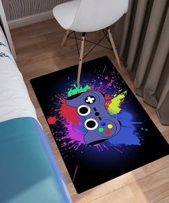 Non-Slip Funny Carpet for Large Game Area Rugs with 3D Printed Gamepad Controller: Comfortable Floor Rugs