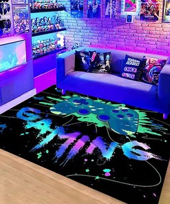 Non-Slip Game Area Rug with 3D Gamerpad Style for Boys' Room Decor