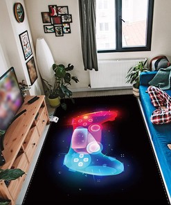 Non-Slip Gamer Area Rug - Large Game Controller Design for Boy's Room Decor, Ideal for Game Room, Bedroom