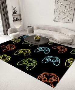 Non-Slip Gamer Home Decor Floor Mat - Black Controller Gamepad Doormat for Boys Bedroom/Living Room