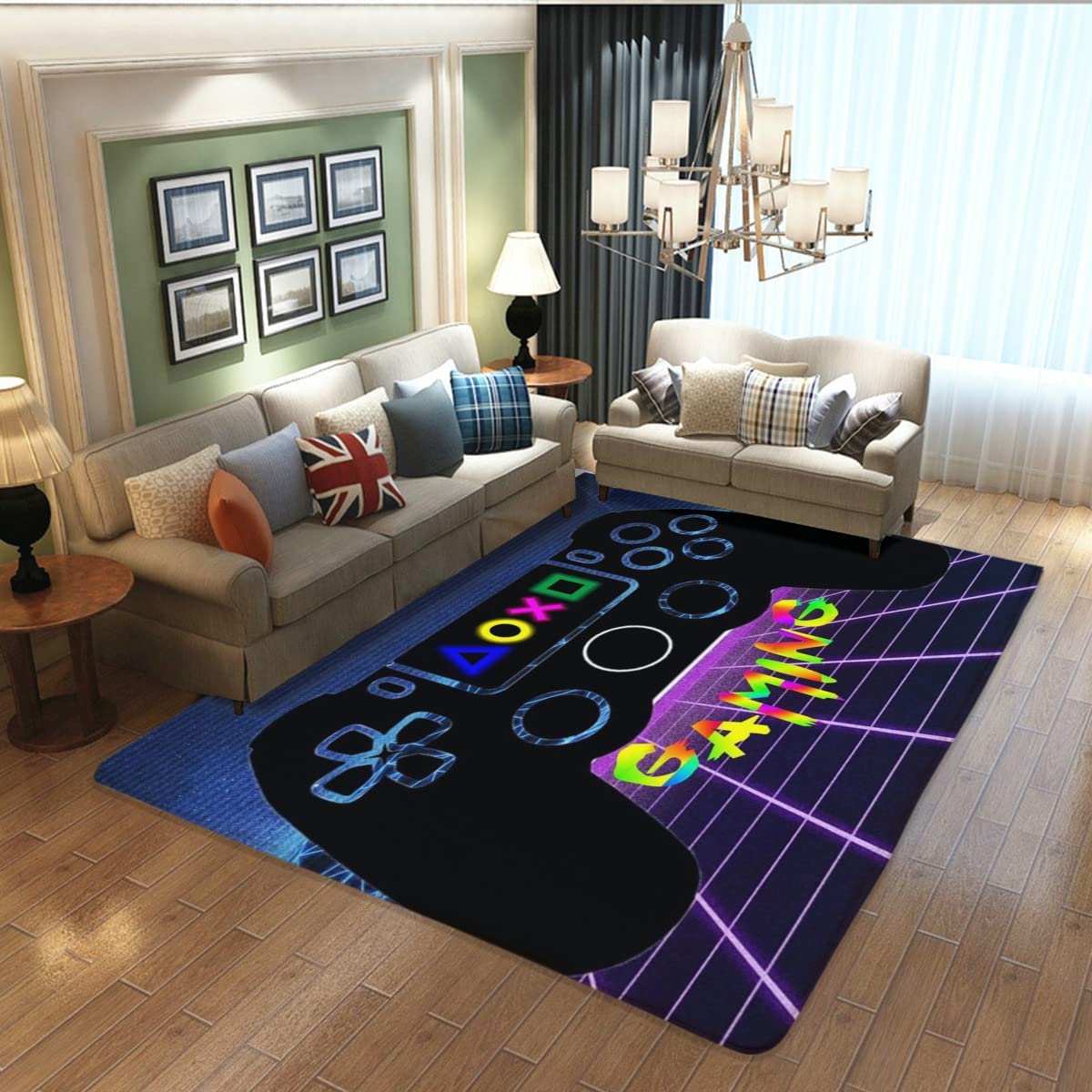 Non-Slip Gamer Video Gamepad Area Rug for Boys - Ideal Large Area Rug Carpet for Living Room and Playroom - Image 2