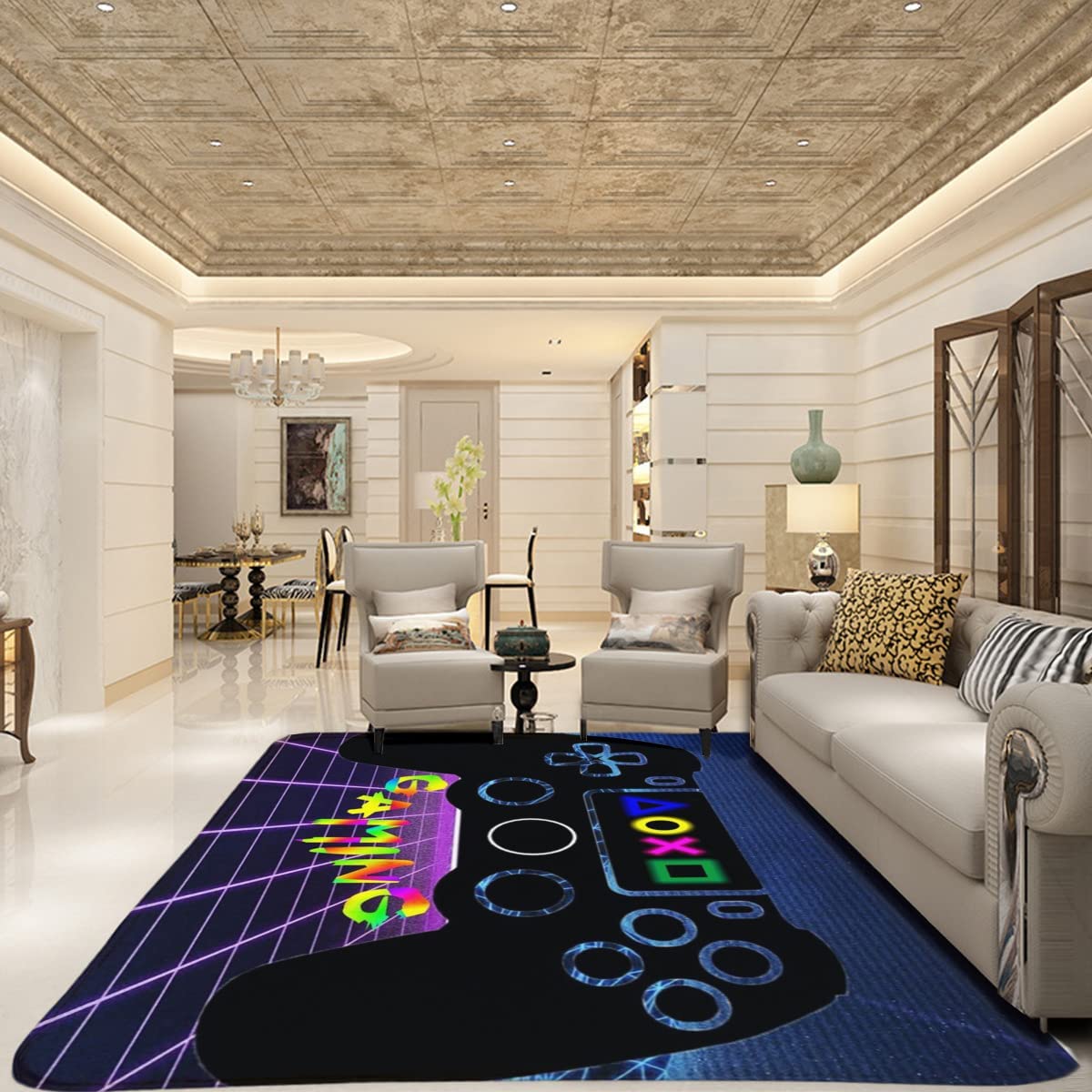 Non-Slip Gamer Video Gamepad Area Rug for Boys - Ideal Large Area Rug Carpet for Living Room and Playroom - Image 3