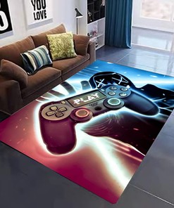 Non-Slip Gaming Carpets- 3D Gamer Gaming Pattern Area Rug with Game Controller Design-Gamer Room Decor