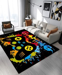 Non-Slip Gaming Rugs and Doormats with Game Controller Gamepad Pattern for Boys, Teens, and Gamer Décor