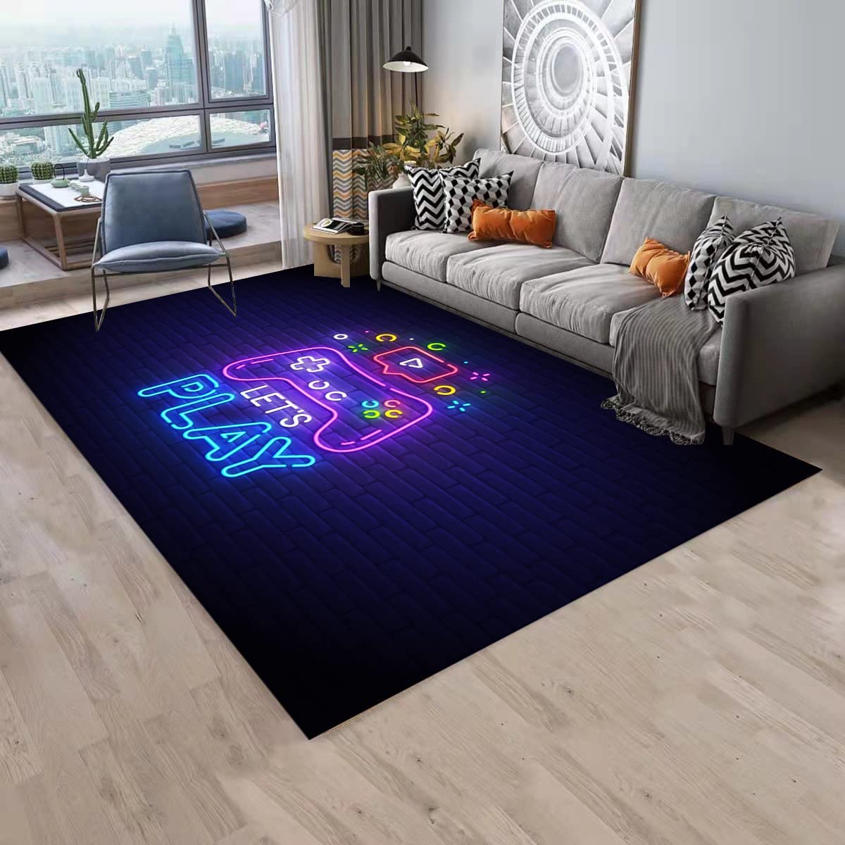 Non-Slip Soft Area Rug for Boys Kids, Colorful Gaming Carpet for Living Room with Large Game Room Rug - Image 3